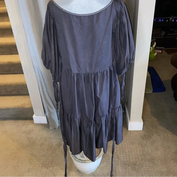 Cotton black peasant dress - Picture 7 of 8